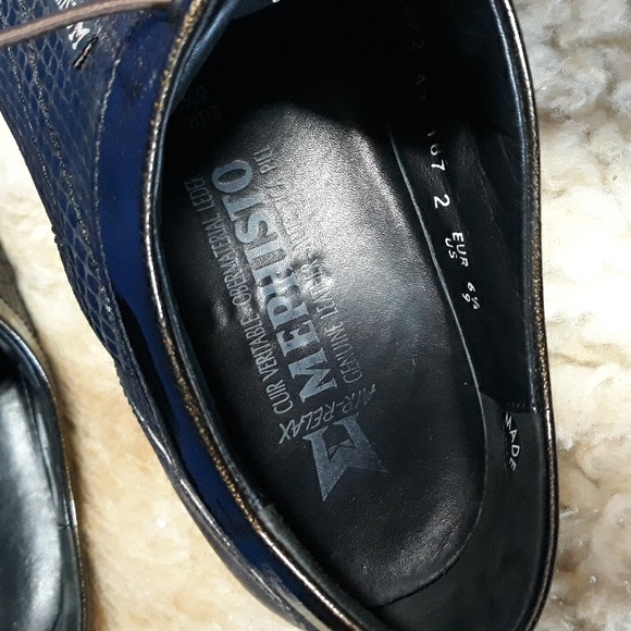 Mephisto Metallic Tone Reptile Pattern Lace up Shoes sz 9 - Picture 8 of 9